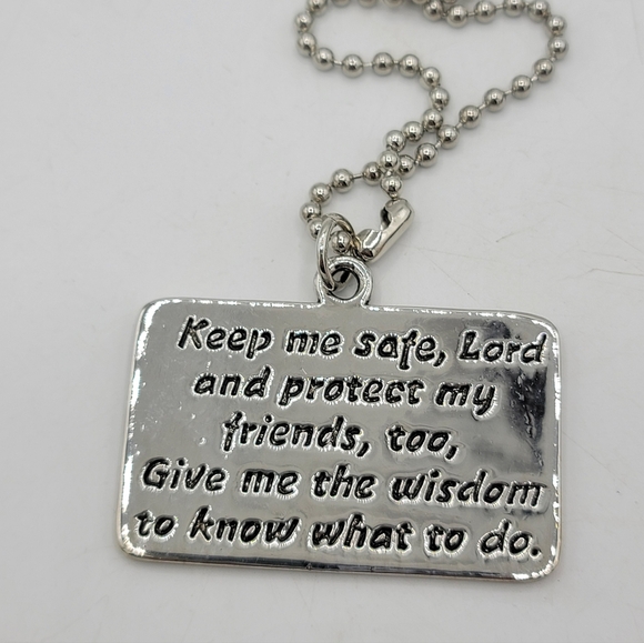 God Bless This Young Driver Pendant Rearview Mirror Tag Silver Tone Chain NWOT - Picture 2 of 3